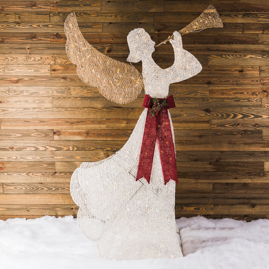 96-in Angel Sculpture with White Incandescent Lights in the Outdoor Christmas Decorations