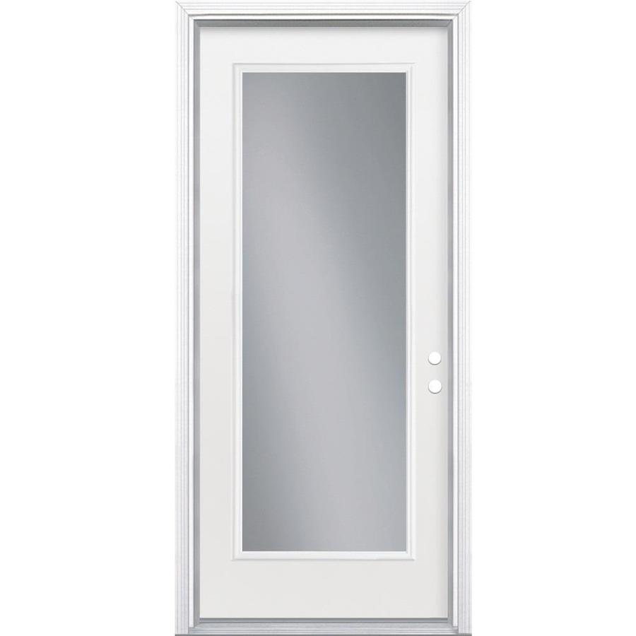 Masonite 36 In X 80 In Full Lite Clear Glass Left Hand Inswing Primed Steel Prehung Entry Door