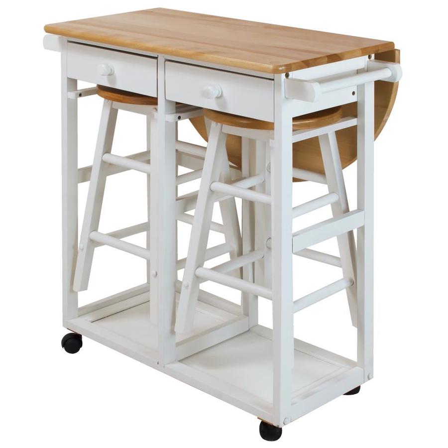 Casual Home White Wood Base With Wood Top Kitchen Cart 28 In X 30 In X 33 In In The Kitchen Islands Carts Department At Lowes Com