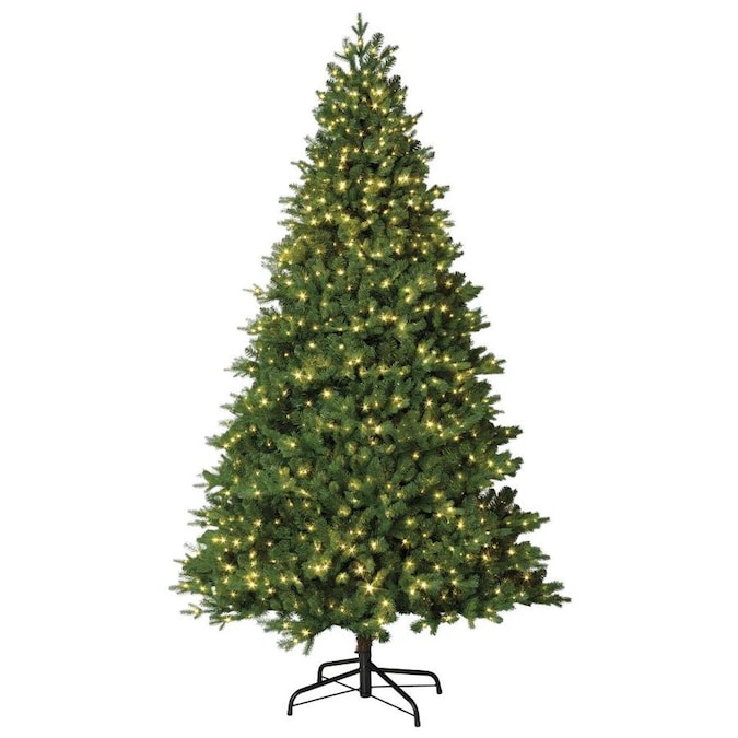 Holiday Living 7.5-ft Pre-Lit Crystal Artificial Christmas Tree with 1200 Constant Warm White ...