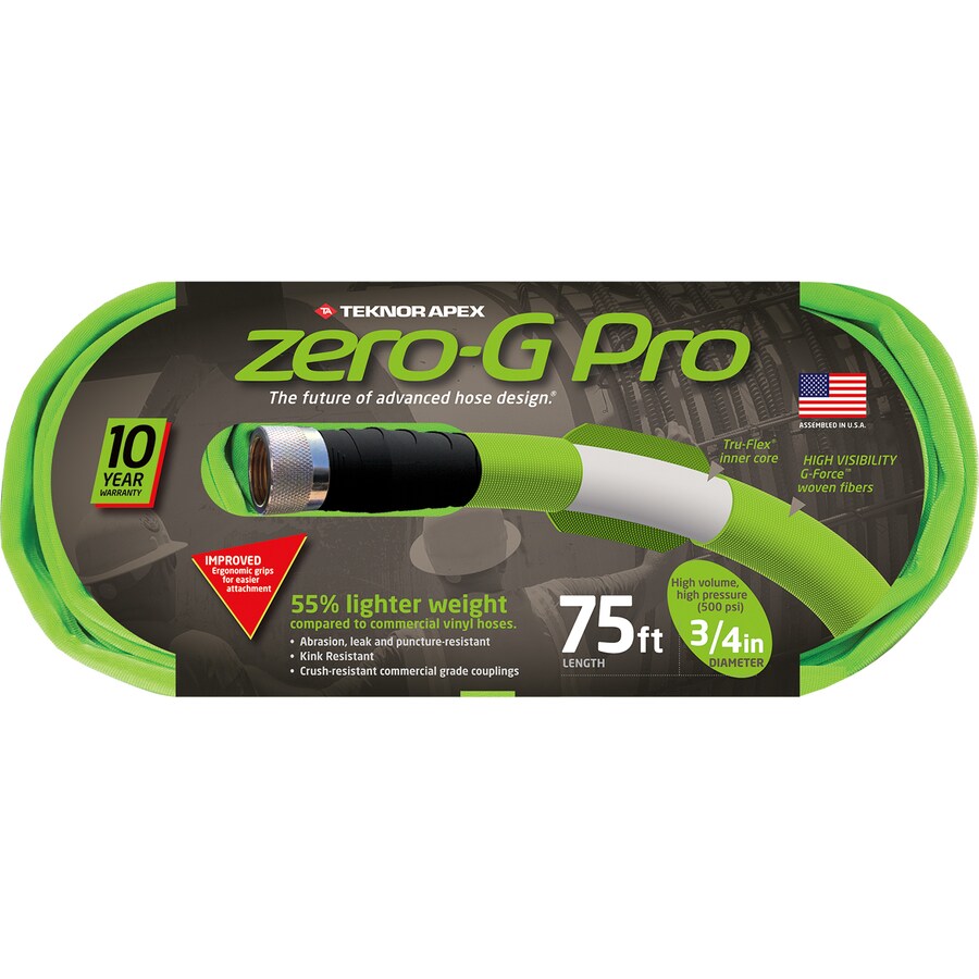 Teknor Apex Zero G Pro 3 4 In X 75 Ft Contractor Duty Kink Free Woven Green Coiled Hose In The Garden Hoses Department At Lowes Com