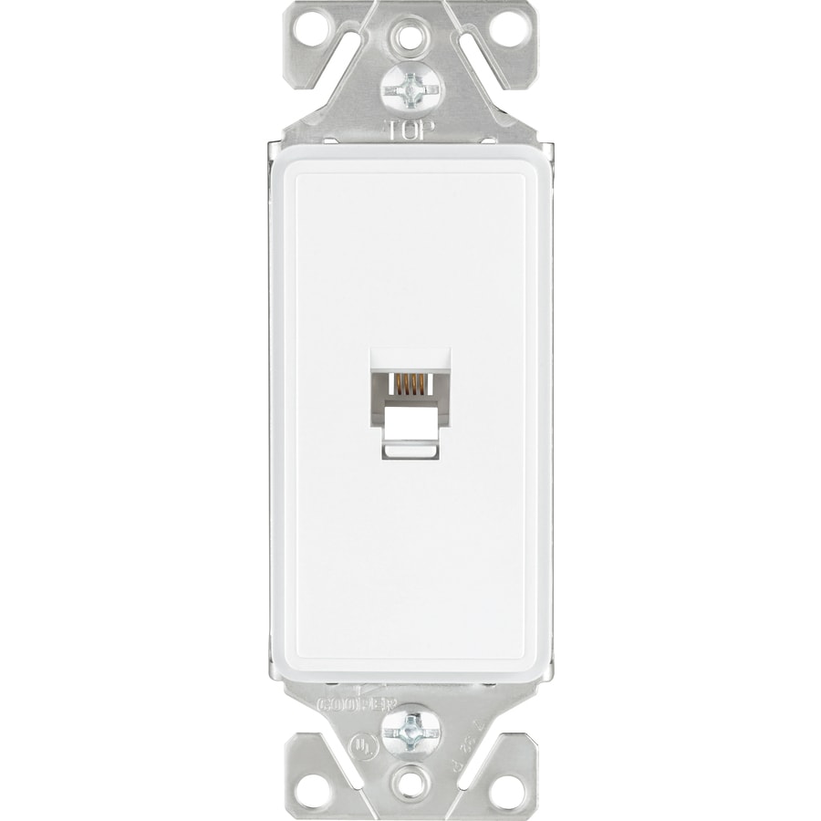 Cooper Wiring Devices 1-Gang Phone White Satin Wall Plate in the Wall