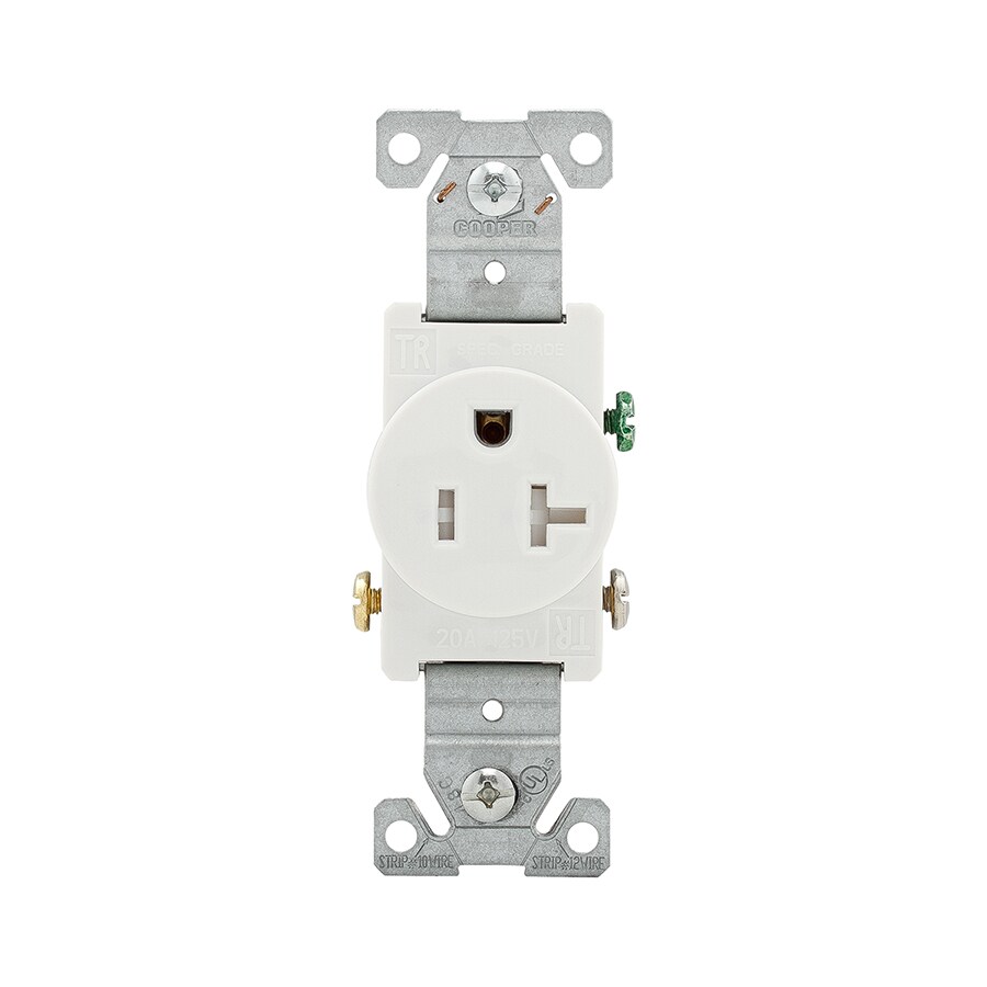 Eaton White 20-Amp Round Tamper Resistant Residential/Commercial Outlet ...