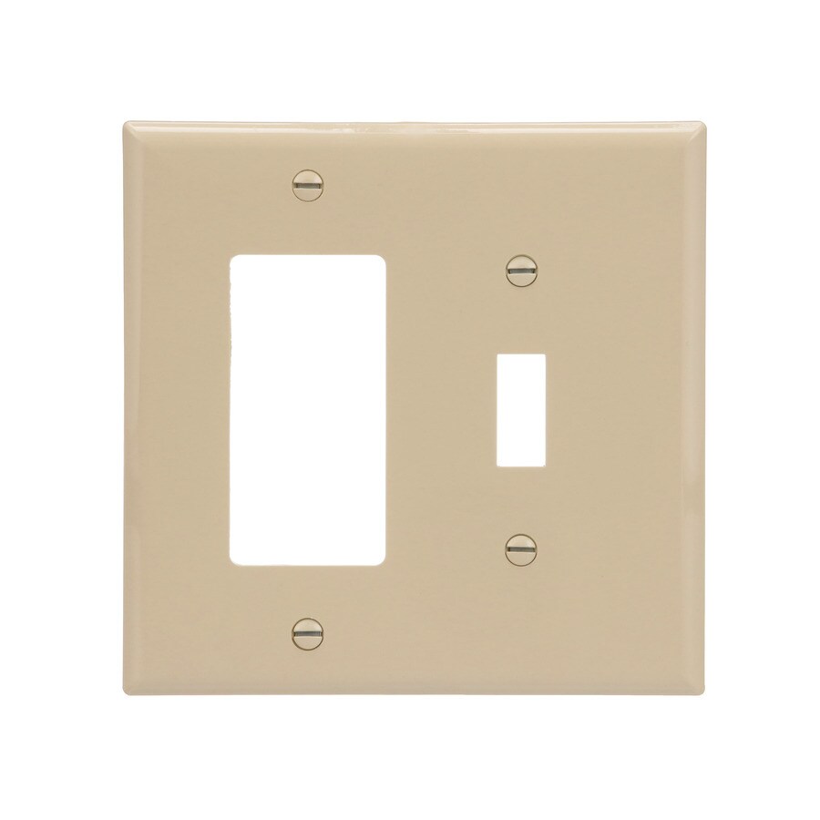 Eaton 2Gang Ivory Double Toggle/Decorator Midsize Wall Plate in the