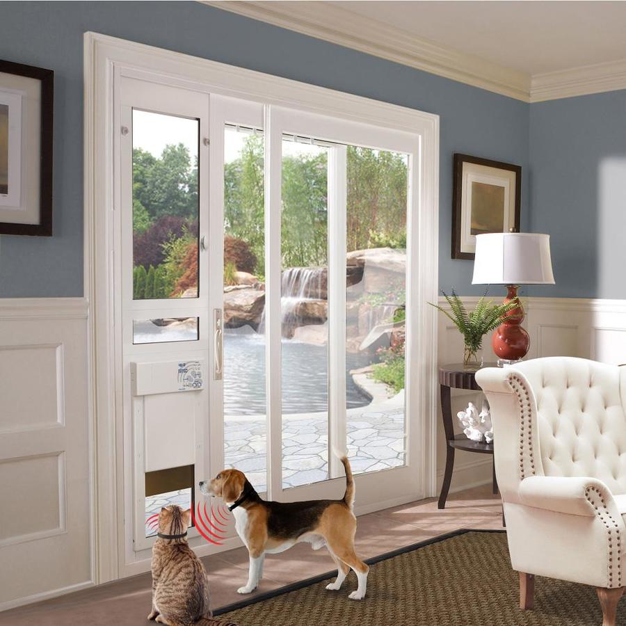 High Tech Pet Medium OffWhite Composite Sliding Pet Door in the Pet