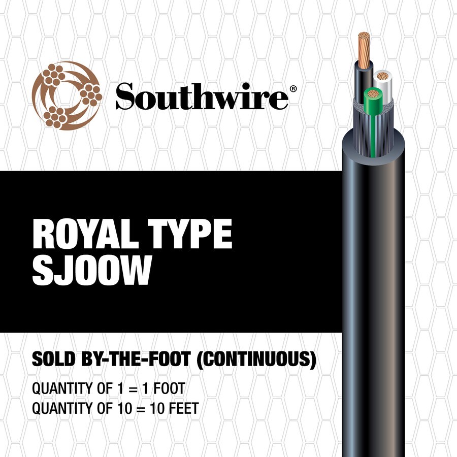 50 ft 10//3 SJOOW SJO SJ Black Rubber Cord Outdoor Flexible Extension Wire//Cable