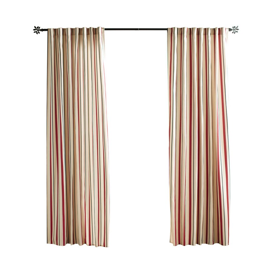 Solaris Cabana Stripe 108 In Red Polyester Light Filtering Single Curtain Panel In The Curtains Drapes Department At Lowes Com