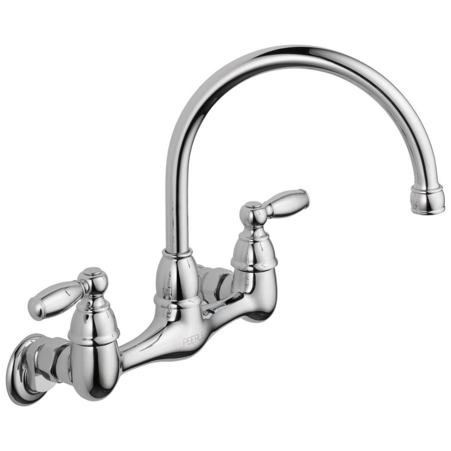 Peerless Chrome 2 Handle Wall Mount High Arc Handle Kitchen Faucet In The Kitchen Faucets Department At Lowescom