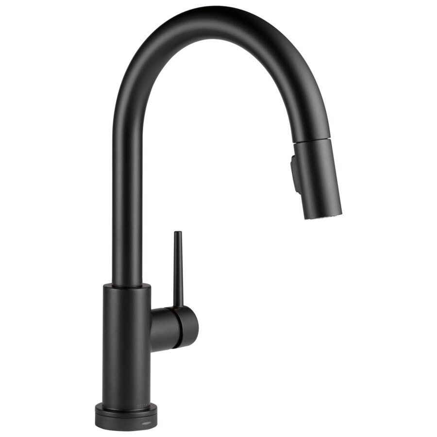 Delta Trinsic Touch2o Matte Black 1 Handle Deck Mount Pull Down Touch Kitchen Faucet In The Kitchen Faucets Department At Lowescom