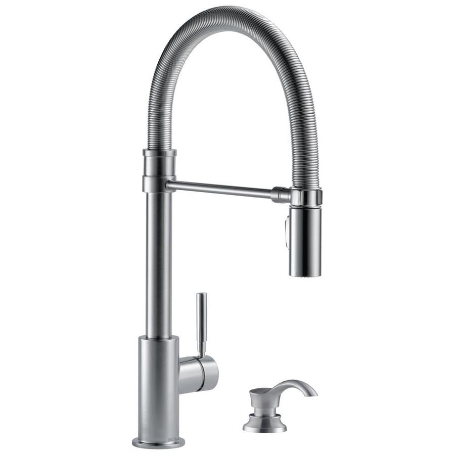 Delta Trask Pro Arctic Stainless 1 Handle Deck Mount Pull Down Handle Lever Kitchen Faucet In The Kitchen Faucets Department At Lowescom