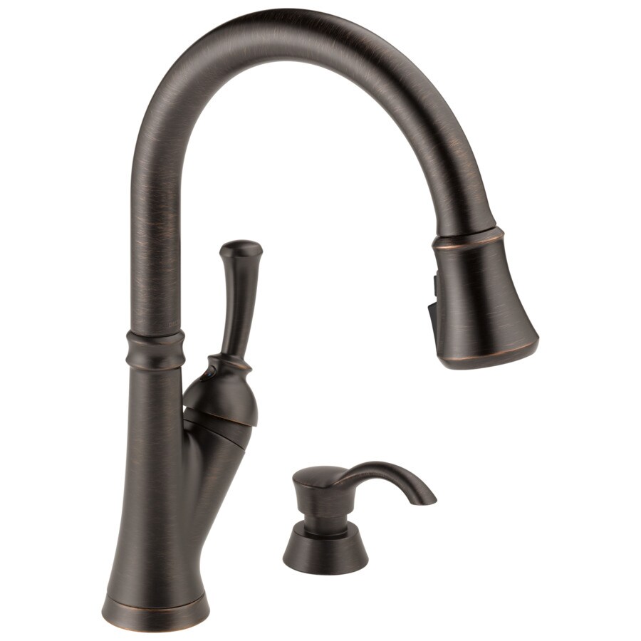 Delta Savile Venetian Bronze 1 Handle Deck Mount Pull Down Handle Kitchen Faucet Deck Plate Included In The Kitchen Faucets Department At Lowescom
