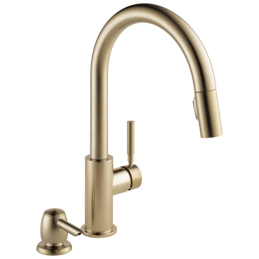 Delta Trask Champagne Bronze 1 Handle Deck Mount Pull Down Handle Kitchen Faucet Deck Plate Included In The Kitchen Faucets Department At Lowescom