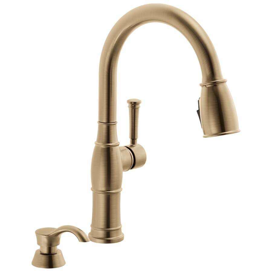 Delta Valdosta Champagne Bronze 1 Handle Deck Mount Pull Down Handle Kitchen Faucet Deck Plate Included In The Kitchen Faucets Department At Lowescom