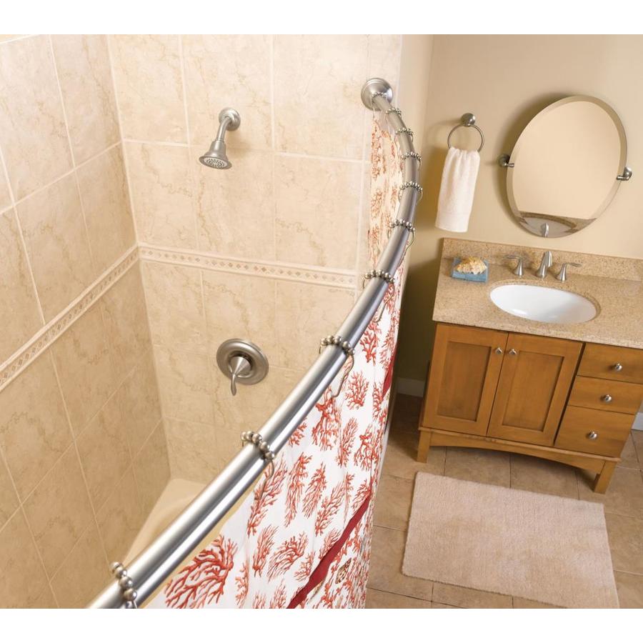 Moen 59in to 60in Brushed Nickel Fixed Single Curve Shower Rod in the
