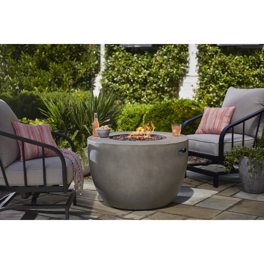 allen + roth Concrete look gas fire table 36in W 50000BTU Grey