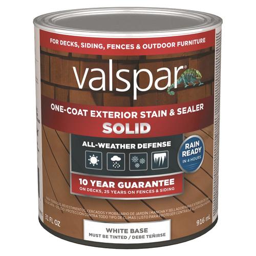 Valspar Tintable White Base Solid Exterior Stain And Sealer Quart In