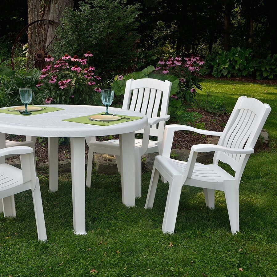 Adams Mfg Corp White Resin Stackable Patio Dining Chair in the Patio