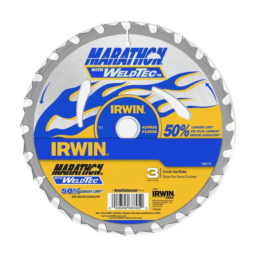 IRWIN Marathon Weldtec 7-1/4"  24-Tooth Carbide Circular Saw Blade 24035 14035 