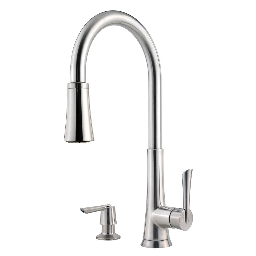 Pfister Mystique Stainless Steel 1 Handle Deck Mount Pull Down Handle Lever Kitchen Faucet Deck Plate Included In The Kitchen Faucets Department At Lowescom