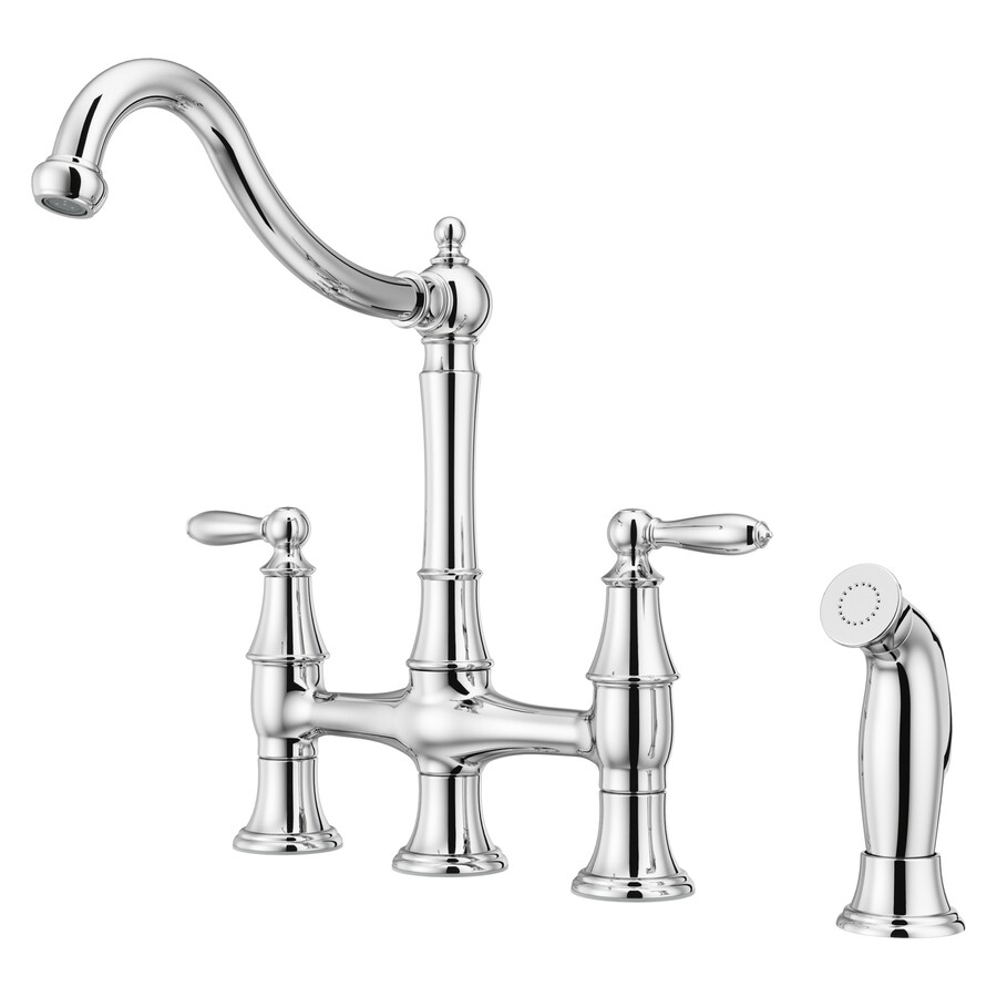 Pfister Courant Polished Chrome 2 Handle Deck Mount High Arc Handle Kitchen Faucet In The Kitchen Faucets Department At Lowescom