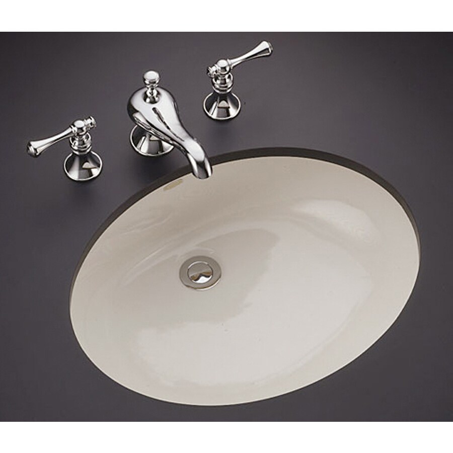 KOHLER Caxton Biscuit Undermount Oval Bathroom Sink with Overflow Drain (21.25in x 17.25in) in