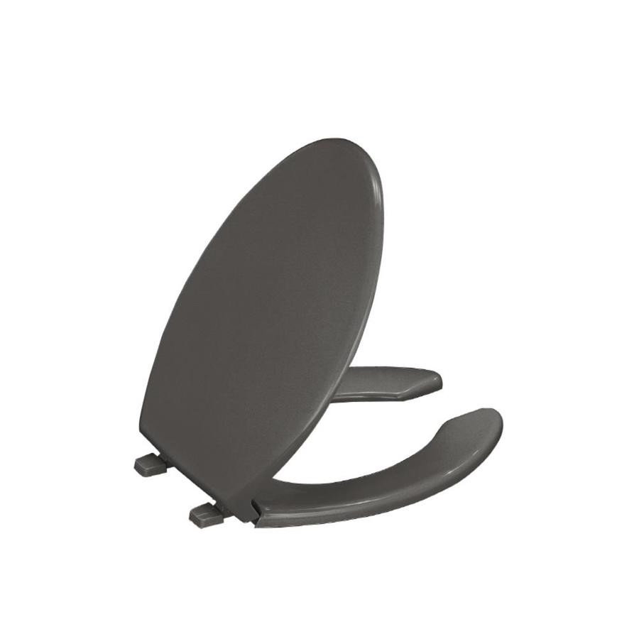 Shop KOHLER Lustra Thunder Grey Plastic Elongated Toilet Seat at