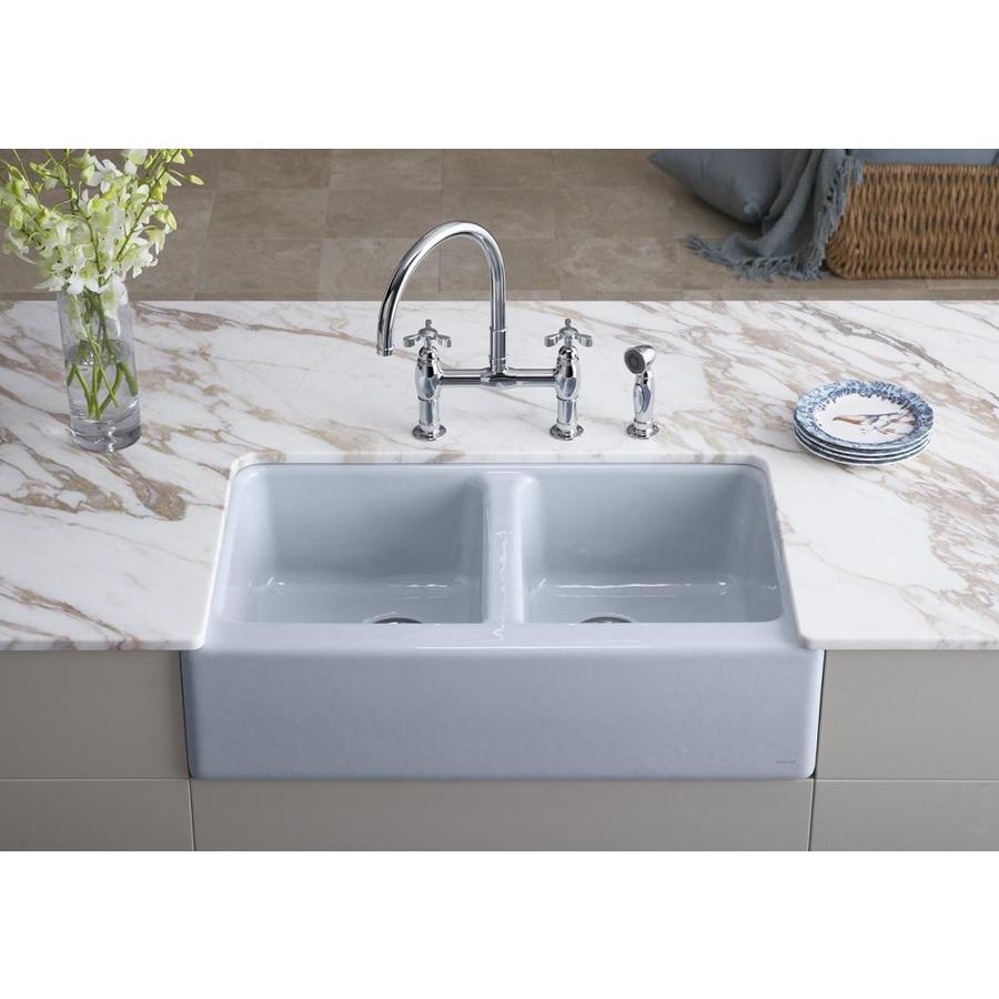 Kohler Hawthorne Farmhouse Apron Front 33 In X 22 1250 In White Double