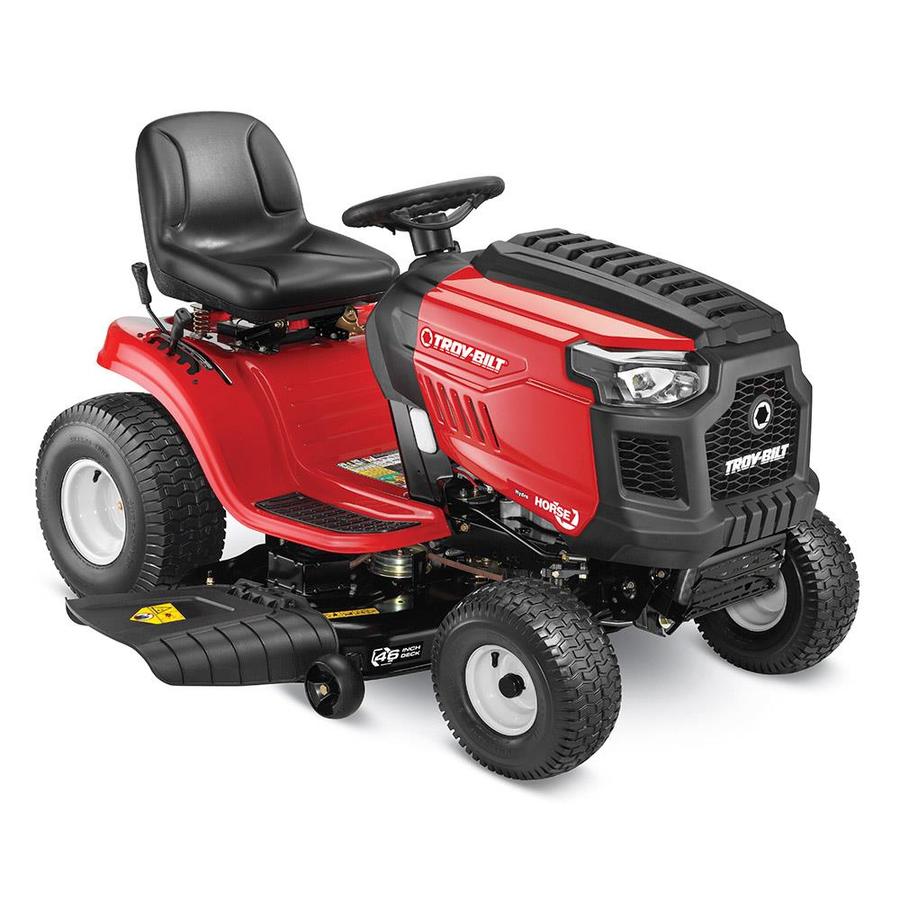 Troy Bilt Horse 19 5 Hp Hydrostatic 46 In Riding Lawn Mower With Mulching Capability Kit Sold Separately In The Gas Riding Lawn Mowers Department At Lowes Com