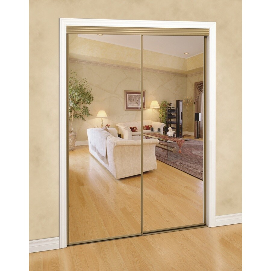 ReliaBilt 60in x 80in Flush Mirrored Glass Prefinished Steel Sliding