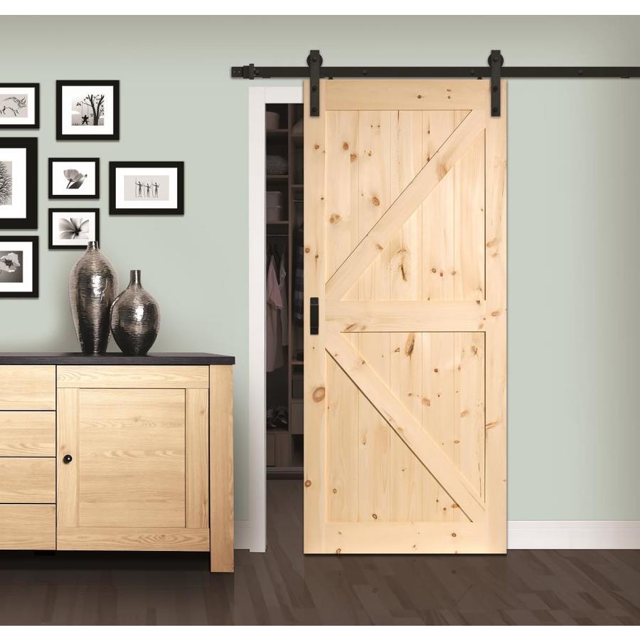 Reliabilt Sierra 36 In X 84 In Pine K Frame Unfinished Pine Wood Single Barn Door Hardware Included In The Barn Doors Department At Lowes Com
