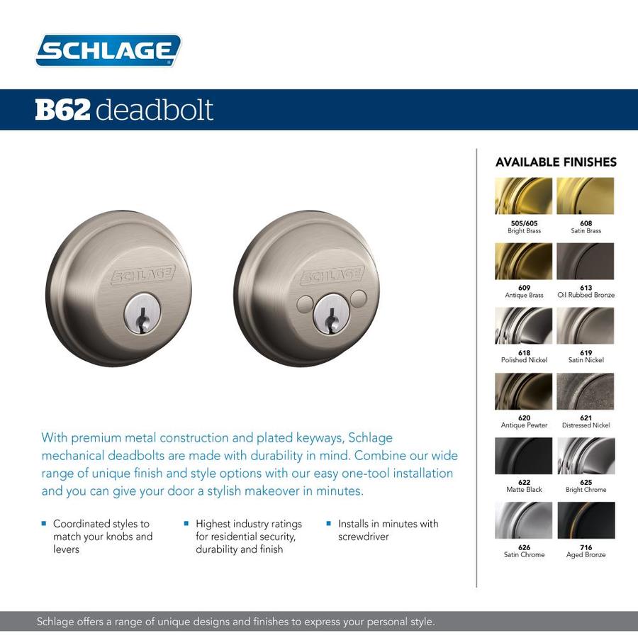 Schlage Deadbolt Polished C Bright Brass Double Cylinder Deadbolt In The Deadbolts Department At 8377