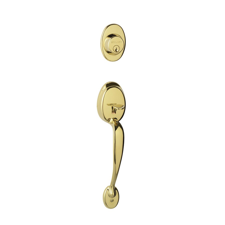 Schlage F60 Plymouth Plymouth Bright Brass Single Cylinder Deadbolt Keyed Entry Door Handleset 2980