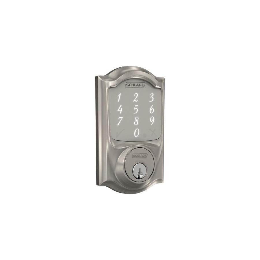 Gatehouse Gatehouse Satin Nickel Single Cylinder Deadbolt 1 Cylinder Electronic Deadbolt In The Electronic Door Locks Department At Lowes Com