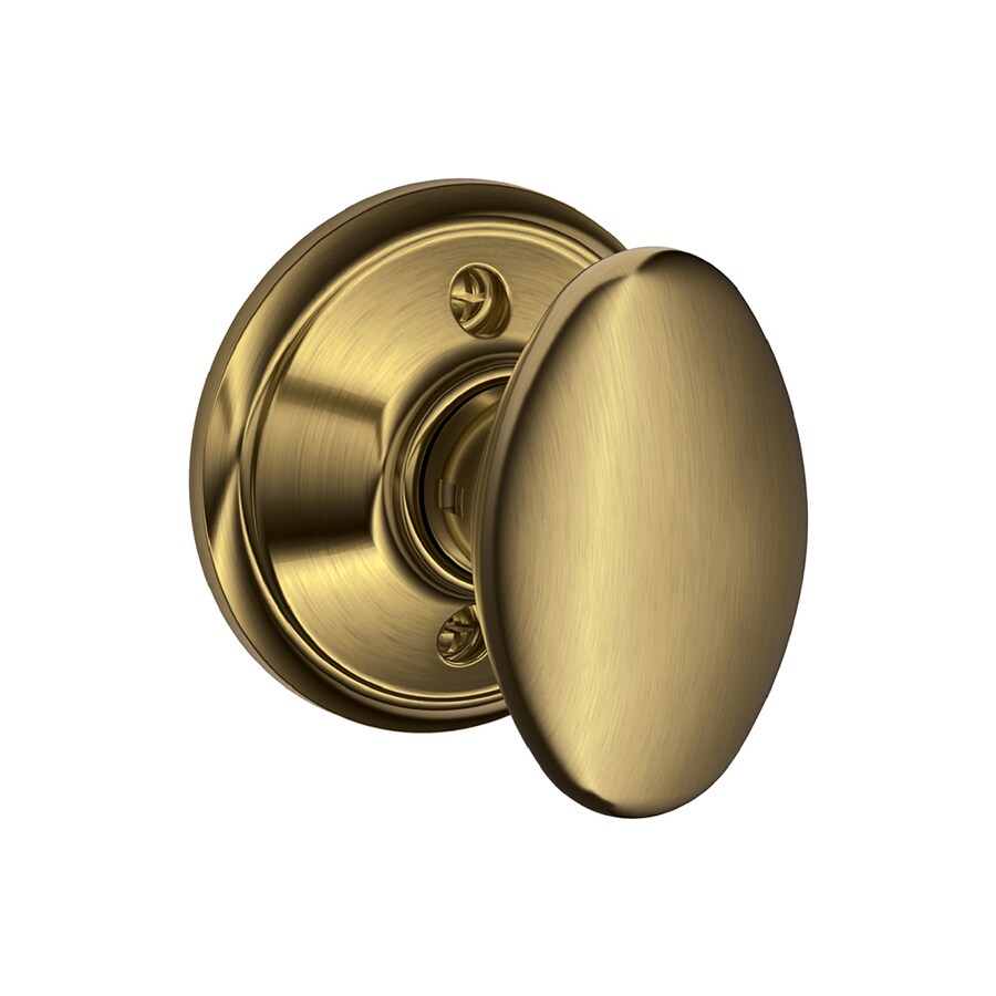 shop-schlage-f-siena-antique-brass-dummy-door-knob-at-lowes