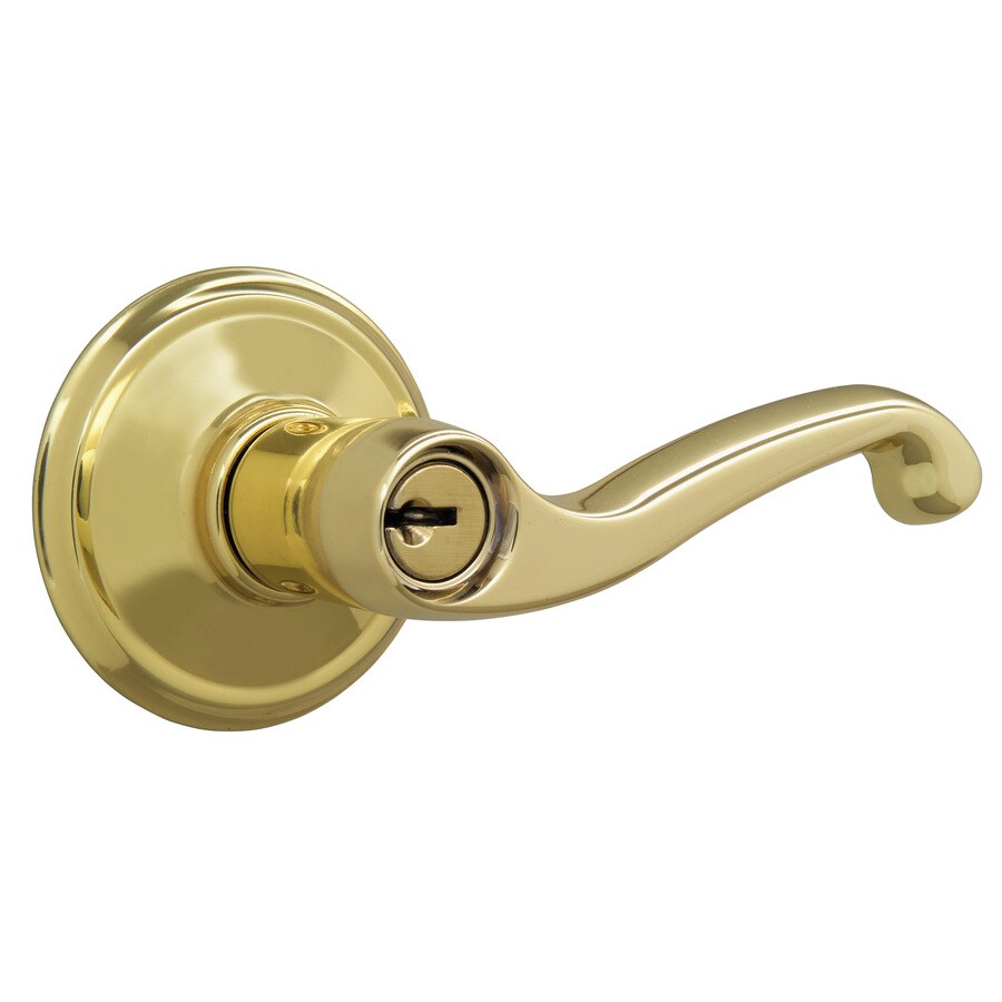 Schlage F51 Flair Flair Bright Brass Reversible Keyed Entry Door Handle