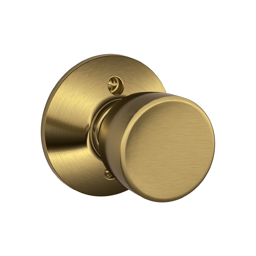 shop-schlage-f-bell-antique-brass-dummy-door-knob-at-lowes