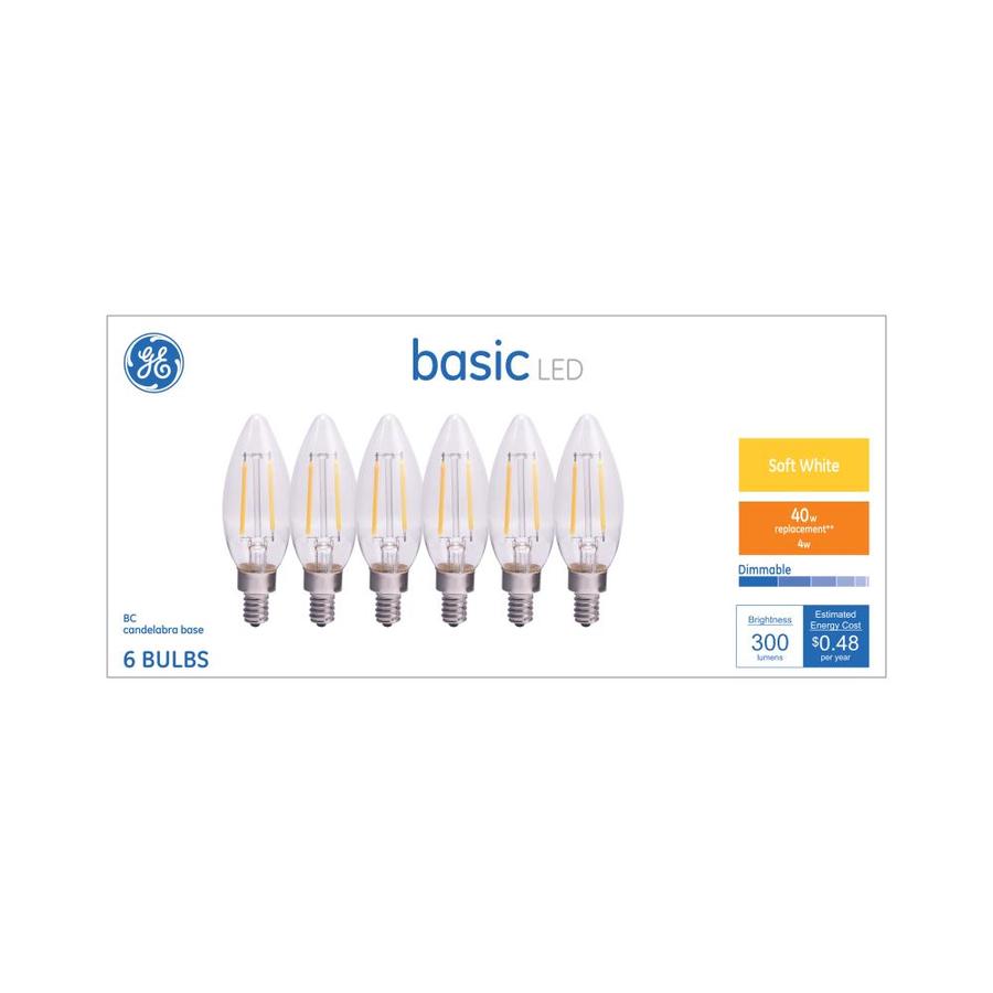 GE Basic 40-Watt EQ B10 Soft White Candle Light Bulb (6-Pack) In The ...