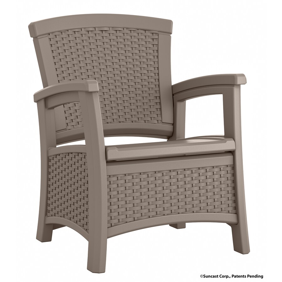 Suncast Elements Resin Wicker Design Club Chair with Storage 2 Pack Java 