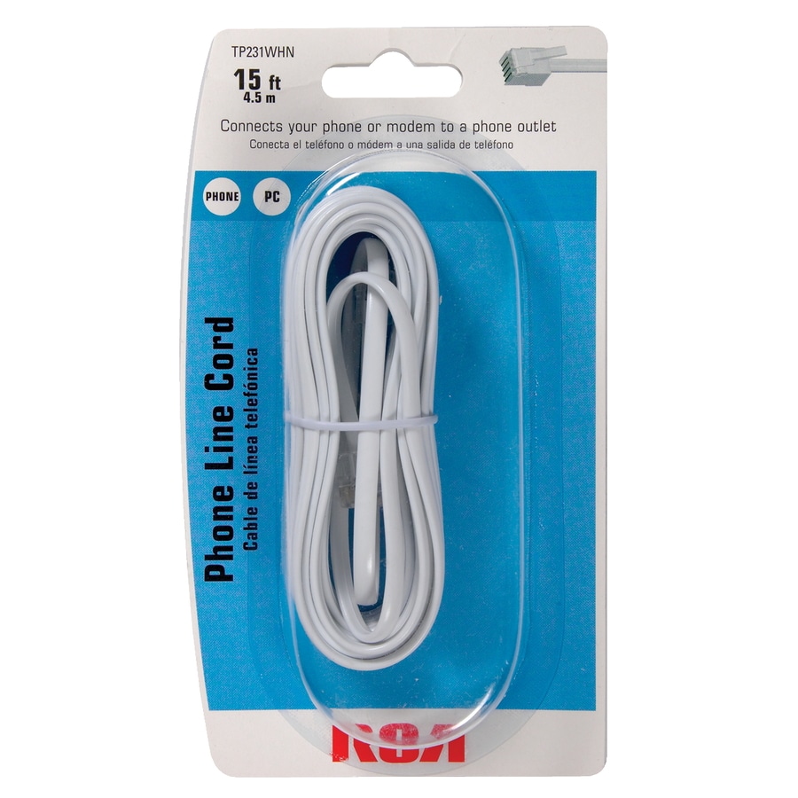 Shop RCA 15' Phone Line Cord - White at Lowes.com