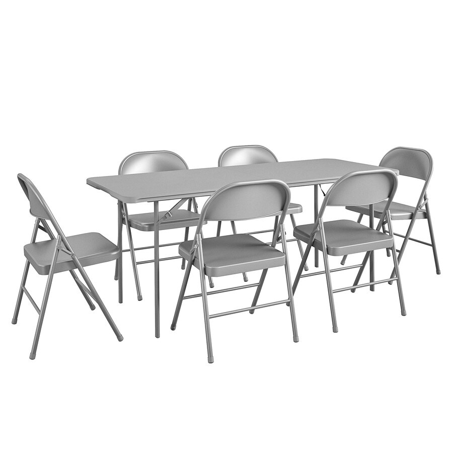 Cosco Indoor Gray Metal Solid Standard Folding Chair in the Folding