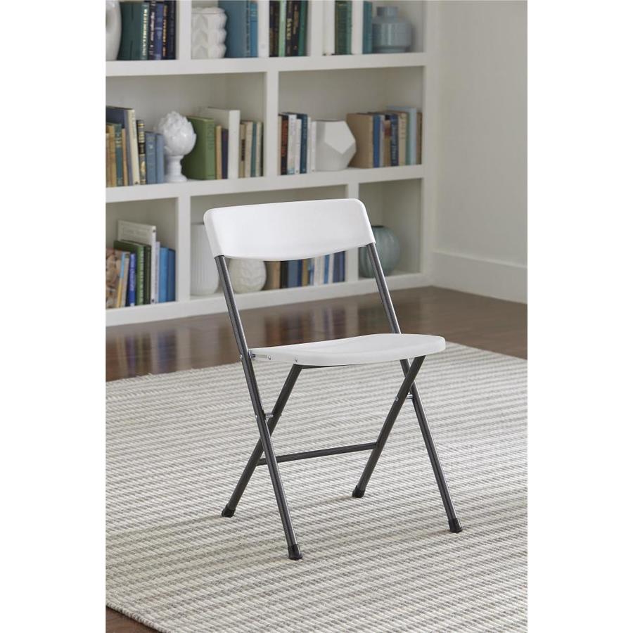 Cosco 4-Pack Indoor White Speckled Resin Metal Steel Solid Standard Folding Chair in the Folding 