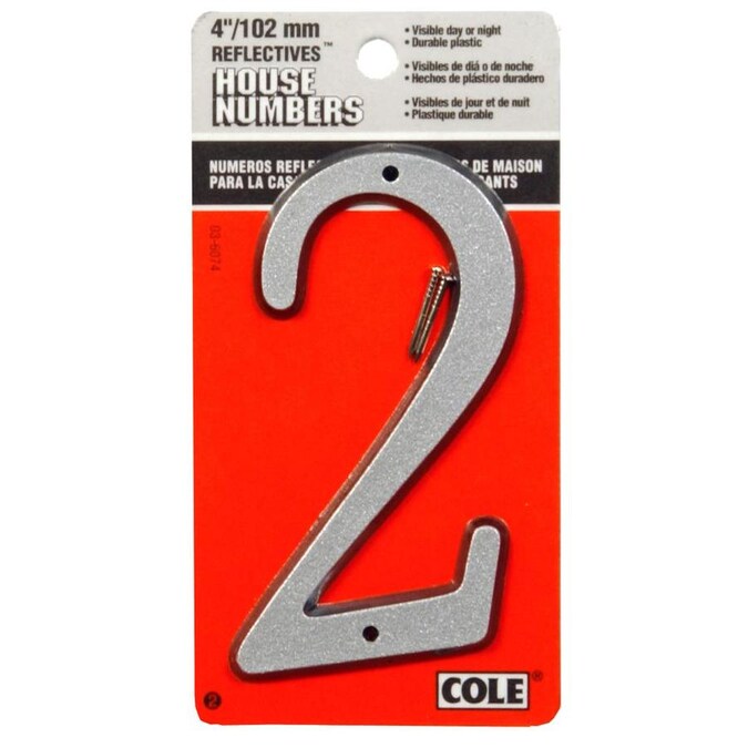 Hillman 4-in Reflective Silver Number 2 in the House Letters & Numbers