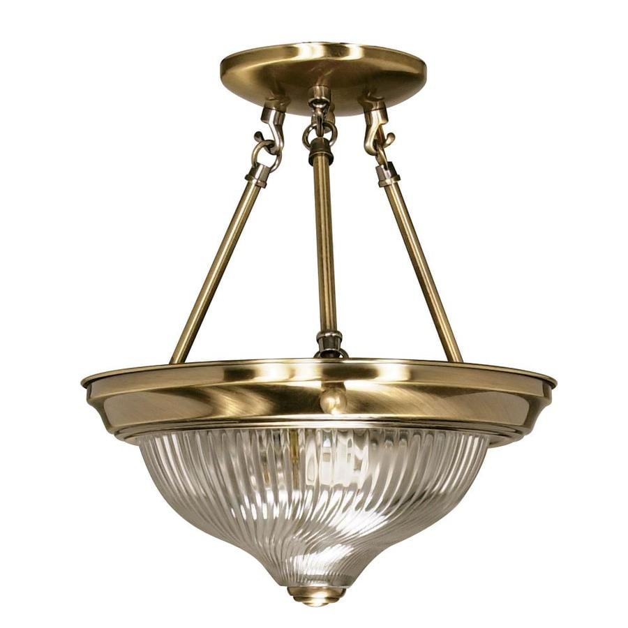 Shop Divina 12 In W Antique Brass Clear Glass Semi Flush Mount Light At