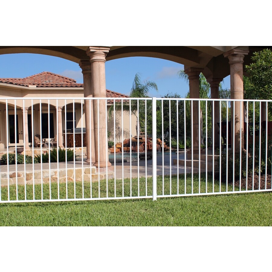 Monroe 5 Ft H X 8 Ft W White Steel Flat Top Decorative Fence Panel In The Metal Fence Panels 7908