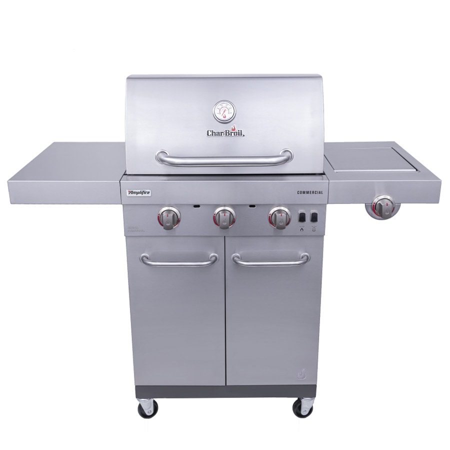 Char Broil Commercial Stainless Steel 3 Burner Liquid Propane And Natural Gas Infrared Gas Grill With 1 Side Burner In The Gas Grills Department At Lowes Com