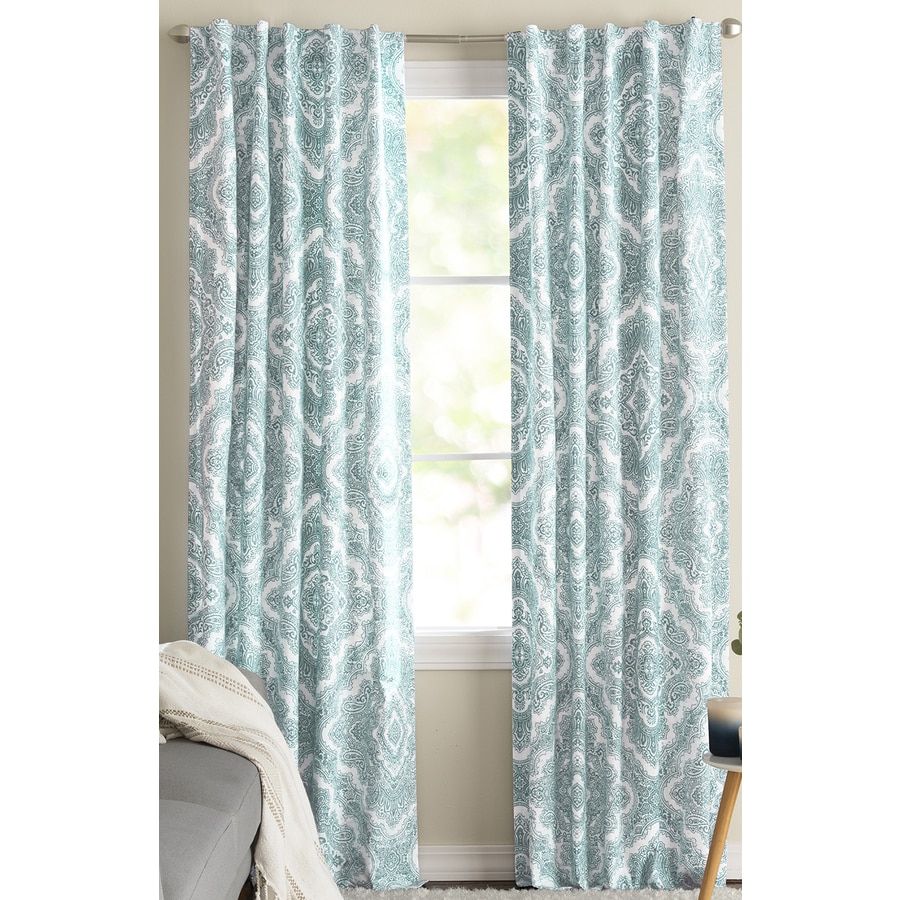 LIVING LOGIC Harland 84 In Teal Polyester Room Darkening Thermal Lined Single Curtain Panel In The Curtains Drapes Department At Lowescom