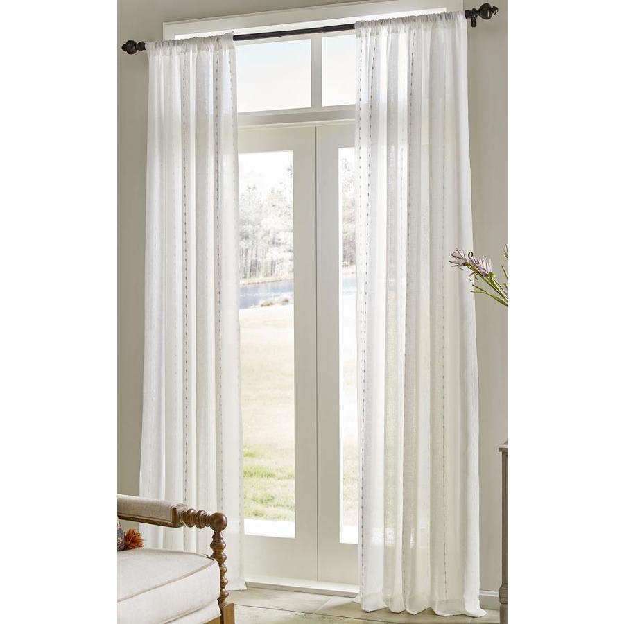 tan and white curtains