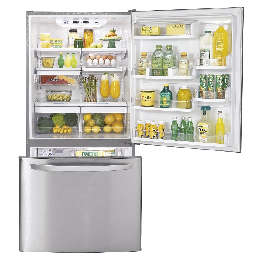 Lg 22 4 Cu Ft Bottom Freezer Refrigerator Stainless Steel Energy Star In The Bottom Freezer