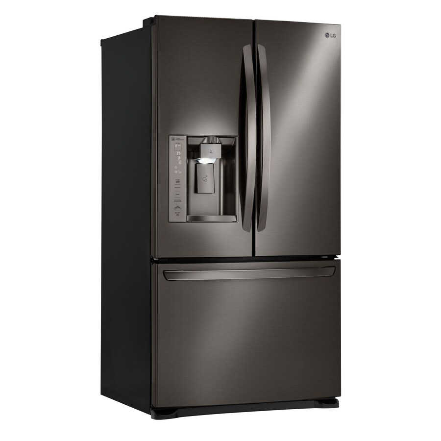 LG 26.8-cu ft French Door Refrigerator with Ice Maker (Black Stainless Lowes Lg Black Stainless Steel Refrigerator