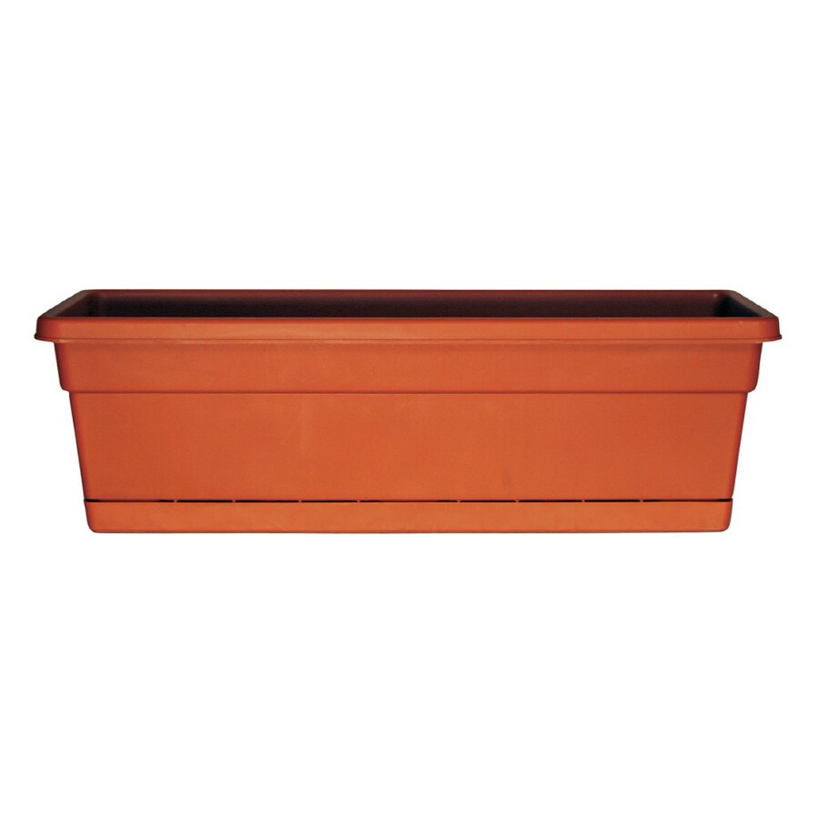 Dynamic Design WB3012TC 30-Inch Terra Cotta Rolled Rim Window Boxes with Attached Trays 